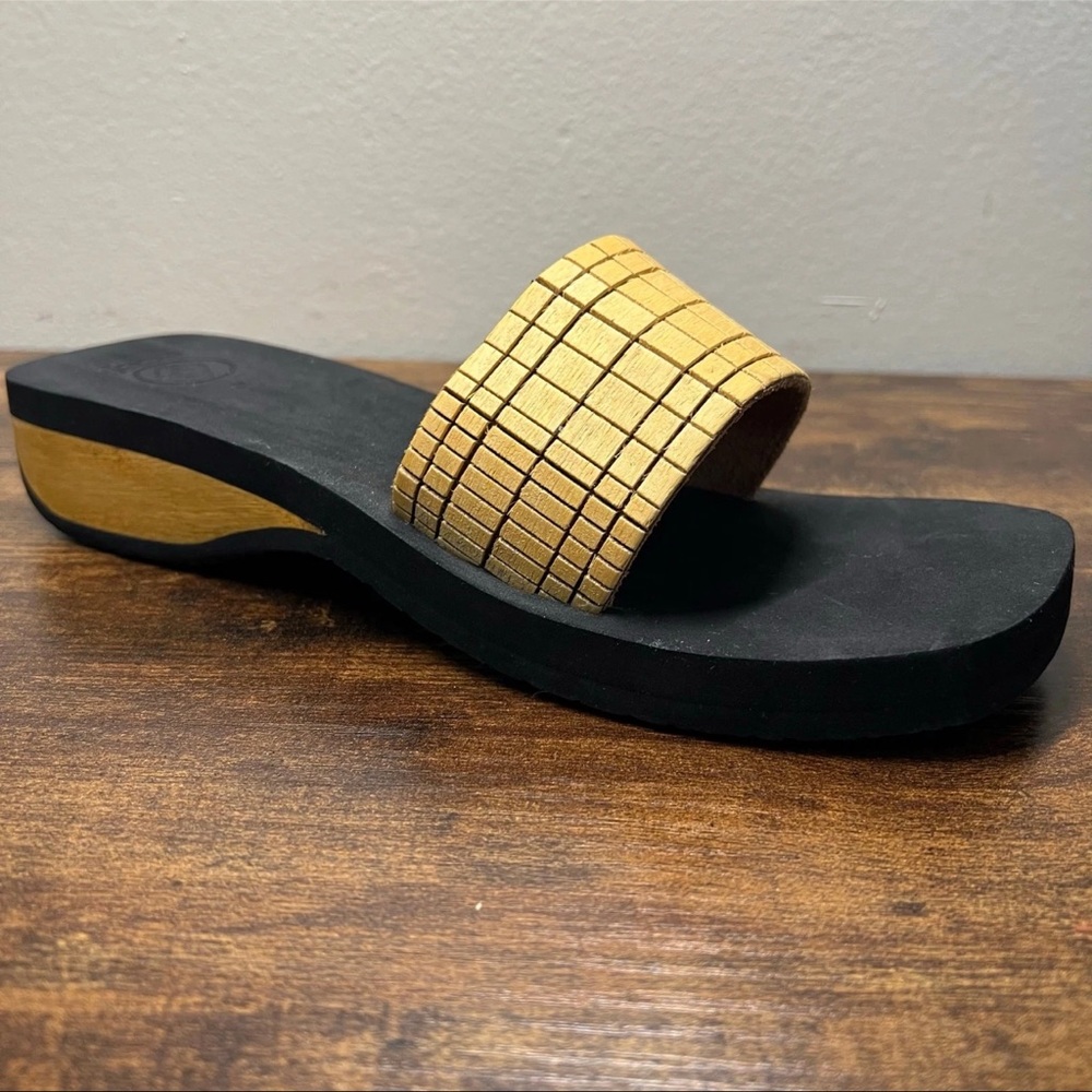Reef Wooden Strap Slide Sandals